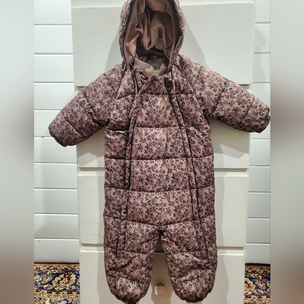 Wheat Floral Kids Puffer Snowsuit (Booties & Mits)